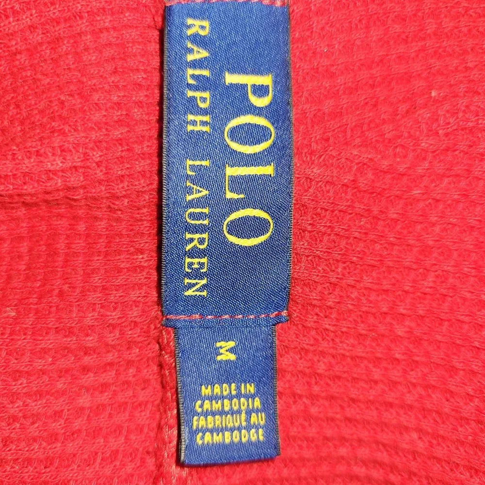 Polo Ralph‎ Lauren Hoodie M Red Waffle Knit Pony Logo-100% Cotton